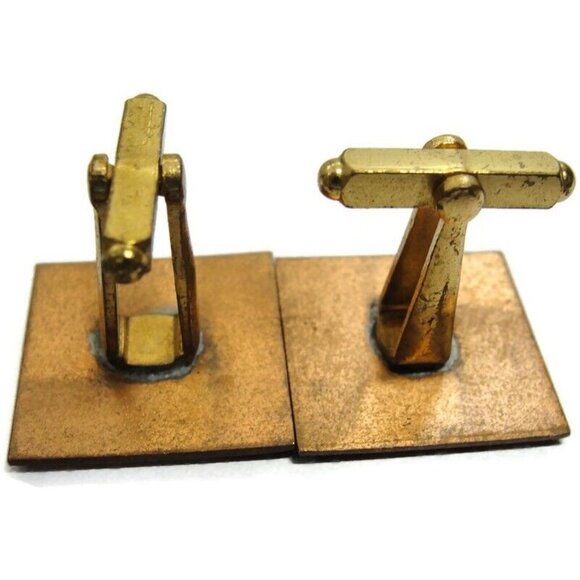 Red Enamel Copper Cufflinks Square Shirt Accessories Wedding Vintage - Picture 6 of 11